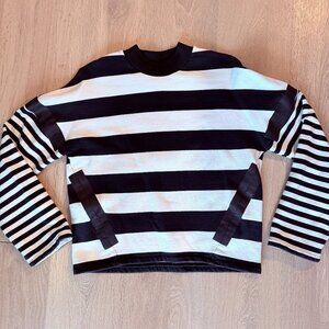 COS Women's Navy Blue & White Stripe Sweater - Size XS